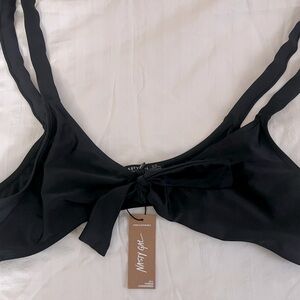 Black Front Tie Swim Suit Top